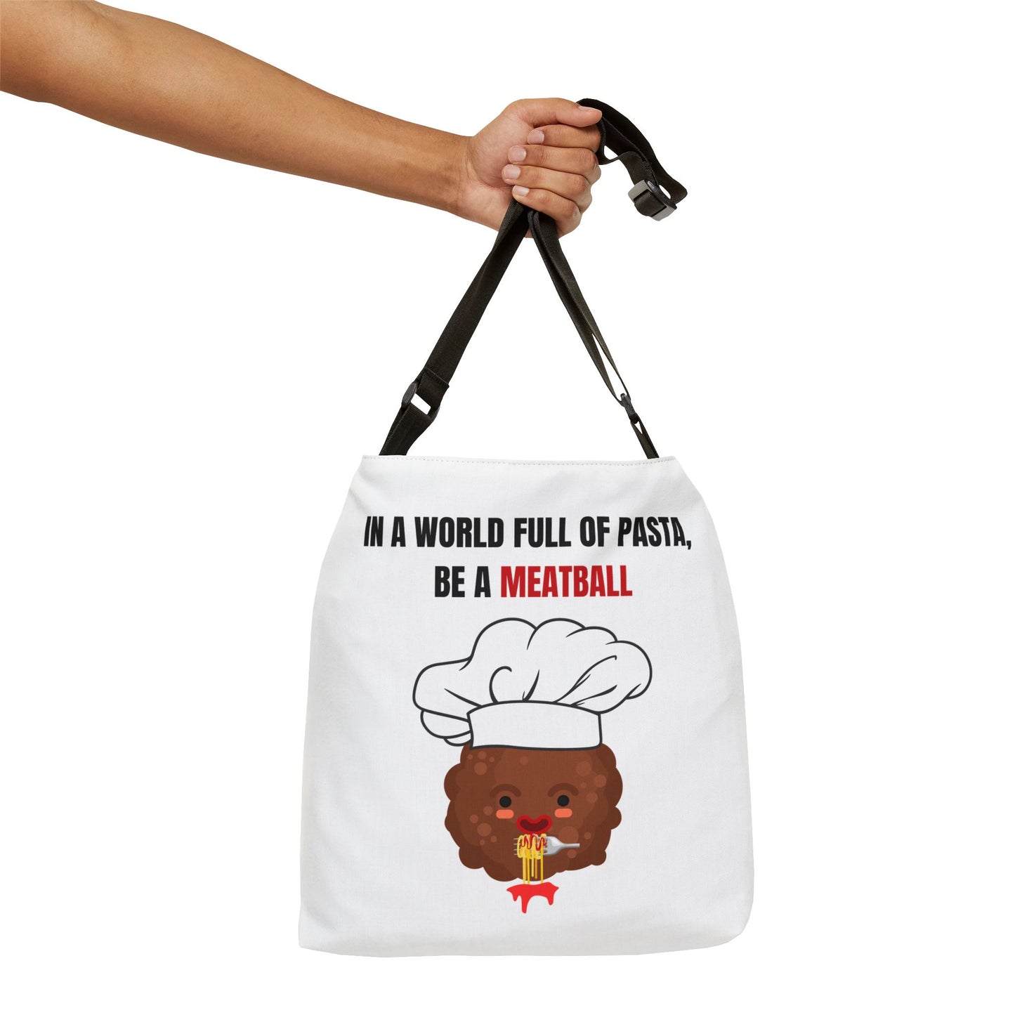 MEATBALL โ Funny Adjustable Tote Bag | Durable Everyday Shoulder Bag & Gag Gift