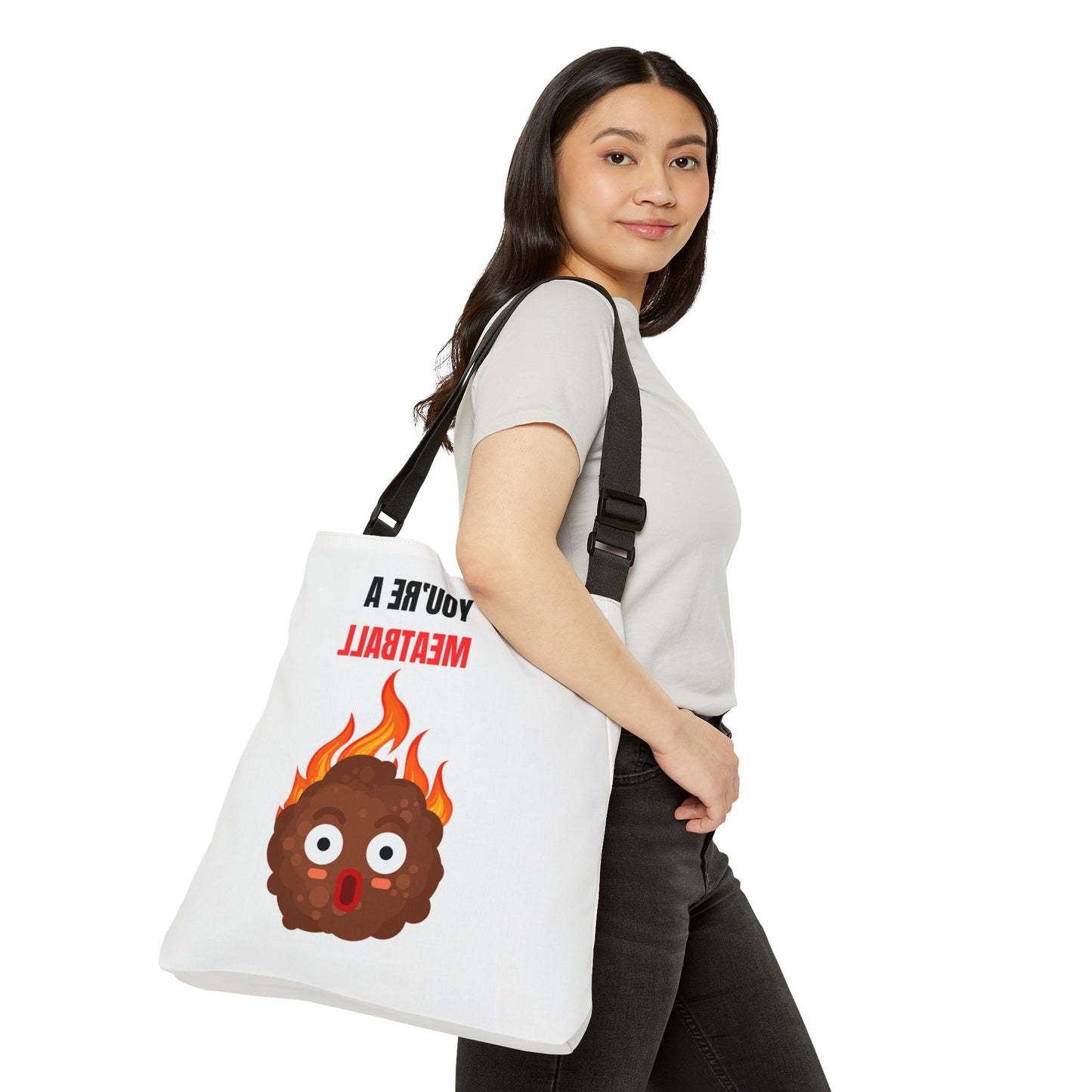 MEATBALL โ Funny Adjustable Tote Bag | Durable Everyday Shoulder Bag & Gag Gift